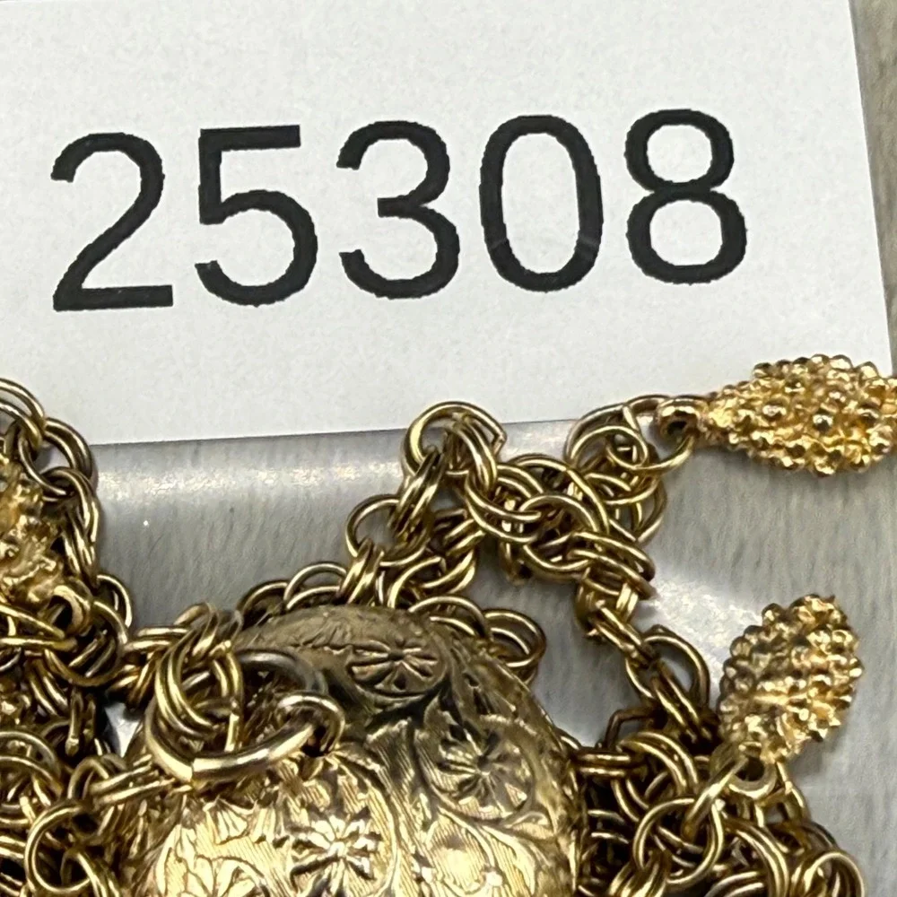 Vintage Tassel Necklace‎ Gold Tone Waterfall 25